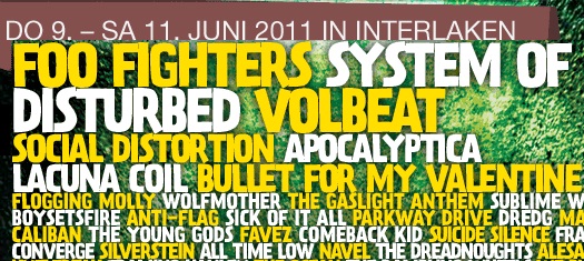 Exklusiv und attraktiv - Gratis ans Greenfield 2011 zu Foo Fighters, SOAD & Co
